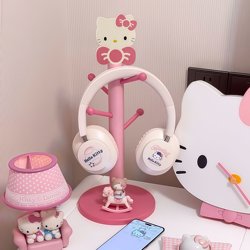 Cute Kt Cat Storage Rack Lazy Person's Aesthetic Organizer Hanging Accessory Earphone Storage Stand Desktop Multifunctional Wooden