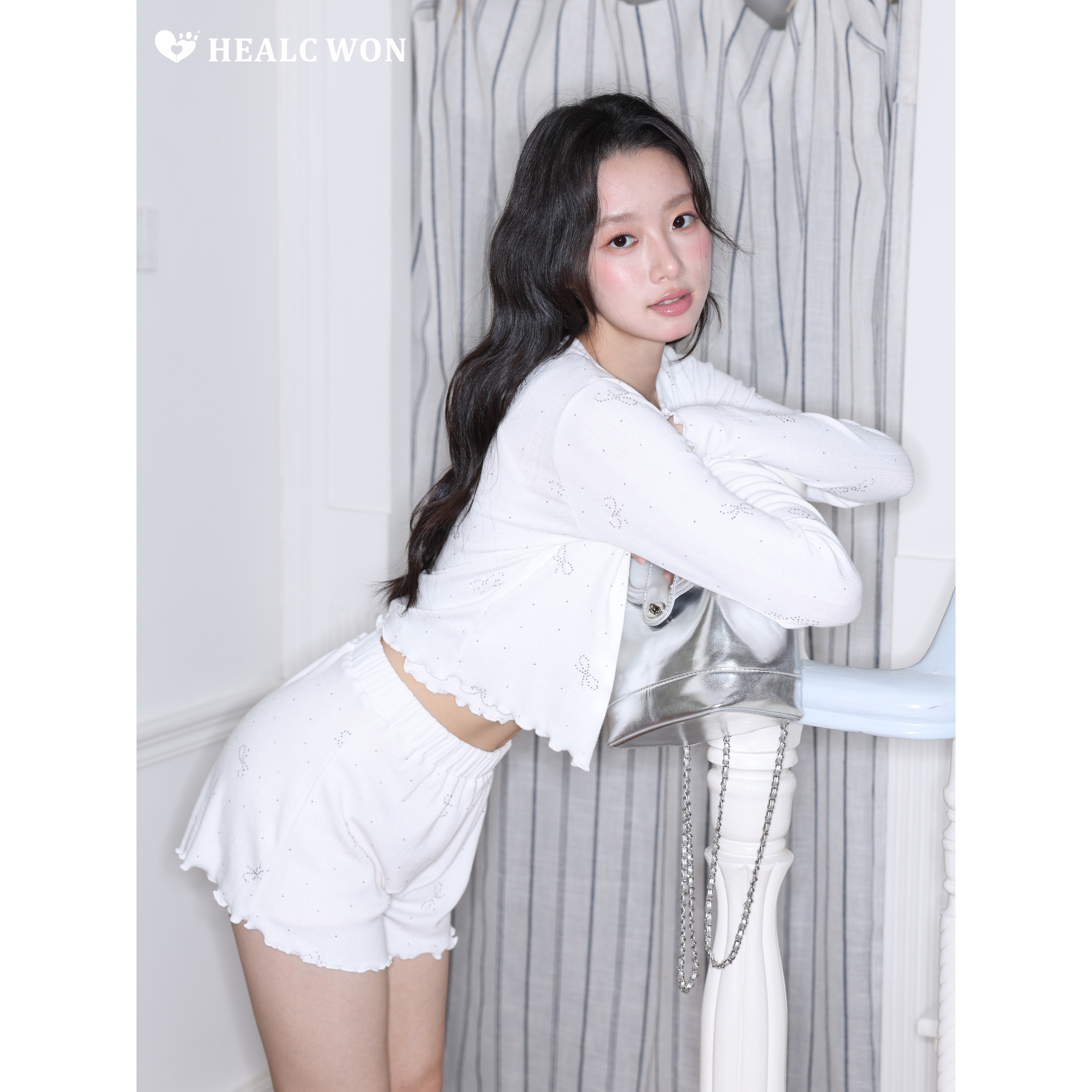 Healcwon, оригинальная пижама Sweet Hot Diamond — кардиган, домашняя одежда, комплект из трех предметов в корейском стиле