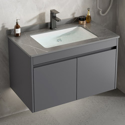 Space Aluminum Wall-Mounted Washbasin Cabinet Combination for Small Apartments, Bathroom Balcony Washstand with Integrated Ceramic Washbasin