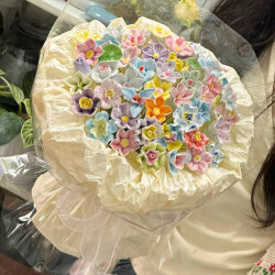 Jingdezhen Ceramic Bouquet Finished Product as a Birthday Gift for a Best Friend, Creative Gift for Women on Women's Day, Gift for Girlfriend