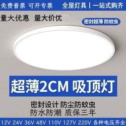 Led Three-Proof 12V Ceiling Light, Dual-Use for Boats, 220-24V Waterproof, 36V Ultra-Thin Ceiling Light, 110V for Bedroom and Construction Site