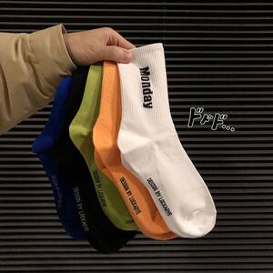 
Men's socks long socks spring and autumn thin section men's and women's mid-calf student sports deodorant sweat-absorbent week basketball ins trend