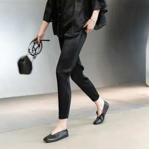 2025 Fashion Wrinkled Home Black Wrinkled Slim Casual Single Wear Pencil Pants Base Pants 016