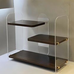 Medieval-Style Storage Rack, Solid Wood Desktop Cup Holder, Multi-Layer Storage Rack, Bedroom Countertop Cosmetics Organizer and Placement Rack