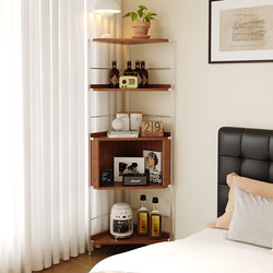 Jubao Hui Penrose Triangle Cabinet Vintage Corner Shelf Bookcase Solid Wood Living Room Wall Corner Bedroom Storage Bookshelf