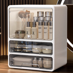 Cosmetics Storage Box, Dressing Table, Skin Care Products, Lipstick Storage Rack, Dust-Proof Desktop, Large-Capacity Drawer-Type Storage Box