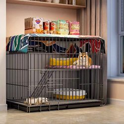 Cat Cage for Home Use, Large Indoor Space, Foldable Villa with Integrated Toilet, Does Not Take up Much Space, Large Double-Layer Cat House