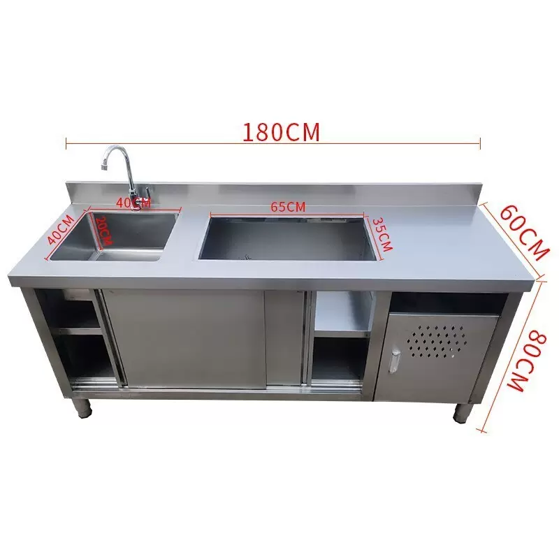 厨房家用煤气灶台带支架不锈钢水槽水池台面一体洗菜盆洗