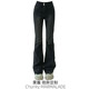 Slightly fat customized design black and gray bootcut jeans for women large size retro high waist slim high street jeans trendy