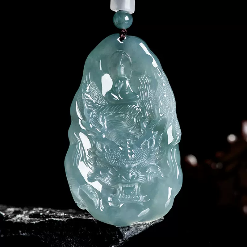 翠莹福天然a货翡翠豆种千手观音玉石吊坠挂件玉佩项链男女款GY35