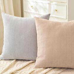 Herringbone Chenille Square Cushion Sofa Cushion Living Room Bedroom Headboard Large Throw Pillow Coffee Color Lumbar Pillow