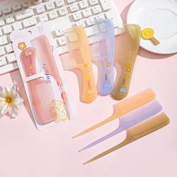 Cute Cartoon Print Comb Set, Two-Piece Children's Comb, Portable Mini Hairdressing Comb, Fine-Tooth Pointed Tail Comb