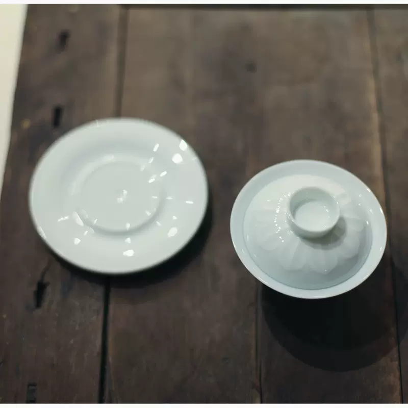 宋青书院《湖田窑》青瓷盖碗景德镇影青三才盖碗茶碗三