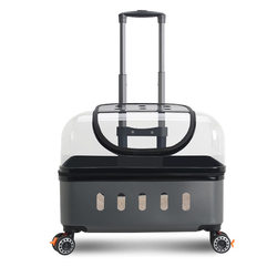 Pet Trolley Box, Cat Carrier, Portable Large Suitcase for Two Cats, Transparent Dog Airline Crate, Stroller
