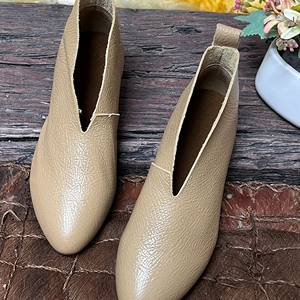 
2026 new style pointed toe versatile fashionable first layer cowhide pointed toe small single shoes with temperament and mid-heel