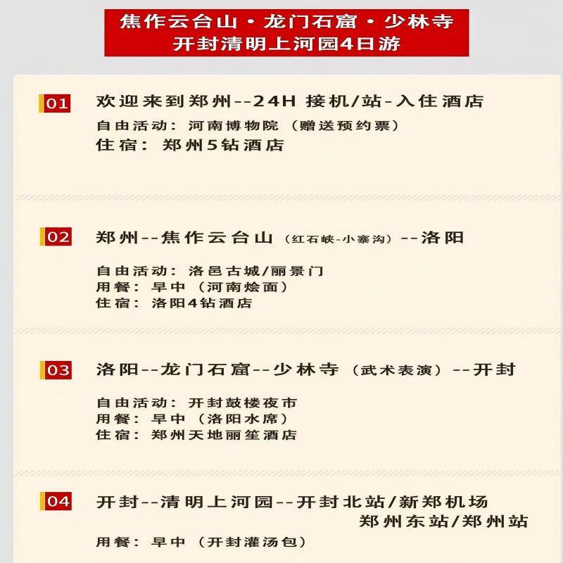 『15人精品小团』焦作云台山+龙门石窟+少林寺+清明上河园4天3晚