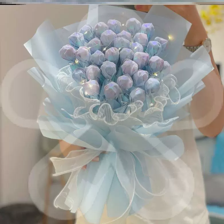 零食花束制作材料蓝色珠光纸diy糖果全套包装抖音同款
