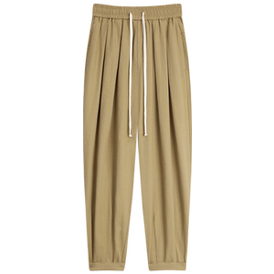 Japanese cotton and linen wide-leg pants for women, loose and comfortable, harem radish, lazy style, high-waisted granny pants, white overalls, spring