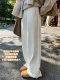 Mulberry silk wool wide-leg pants for women in spring, autumn and winter 2025 new high-waist draping plus velvet straight glutinous rice trousers