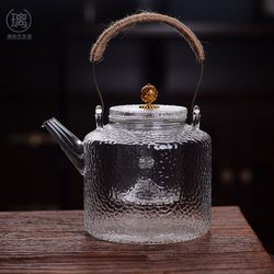 Huayuanzi High-Temperature Resistant Hammered Glass Teapot with Handle, Electric Ceramic Stove Tea Kettle, Large Capacity Tea Brewing Kettle, Induction Cooker Water Kettle