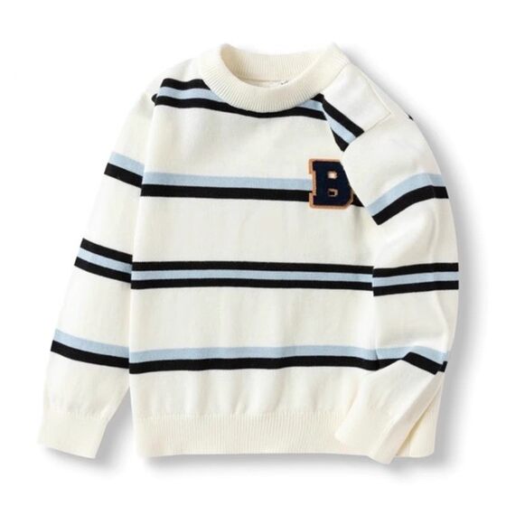 
2025 Spring and Autumn New Snow Barra Boys Sweater Children's Top Pure Cotton Thin Knitted Sweater Fashion Base