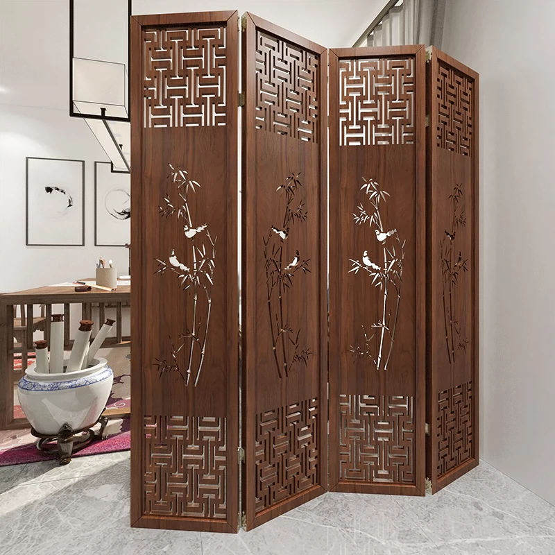 tam compact nhà vệ sinh Phong cách Trung Quốc mới có thể gập lại vách ngăn phòng ngủ chặn khung lối vào trang trí văn phòng bằng gỗ vách ngăn màn hình gấp di động vách ngăn bếp và phòng khách vách ngăn nhựa pvc