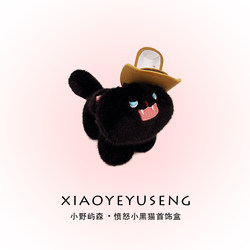 Xiaoye Yisen Cute Western Cowboy Angry Little Black Cat Jewelry Box Girl's New Mini Hat Ring Box