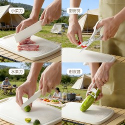 Picnic Knife Set with Storage Cutting Board, Non-Slip Chopping Board, Outdoor Camping Kitchenware Set, Knife Set