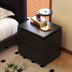All-Solid Wood Bedside Table for Home Bedroom, 2026 Hot-Selling, Light Luxury, High-End Feel, Black Small Vintage-Style Storage Cabinet