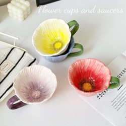 High-End Niche Mugs for Girls, Beautiful Underglaze Color, Beautiful Cups, High-Value Ceramic Creative Water Cups