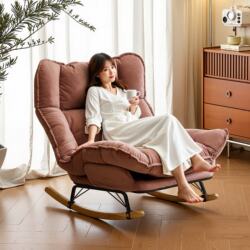 Rocking Chair Recliner for Adults, Suitable for Lying down and Sleeping, Home Use in the Living Room, Folding Chair for Nap Time, Balcony Single-Person Leisure Lazy Sofa