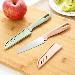 Stainless Steel Fruit Knife for Cutting Melons and Fruits, Portable Multi-Functional Household Kitchen Knife with Protective Cover