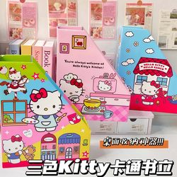 Three-Color Kitty Cartoon Bookend Storage Box Desktop Bookshelf Paper Folder Cartoon Cute Bookend