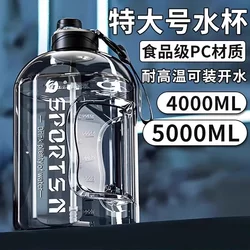 5-Liter Water Cup, Extra-Large Capacity, Large Water Bottle for Men, Extra-Large Water Jug, Construction Site Sports Water Container, Plastic, High Temperature Resistant