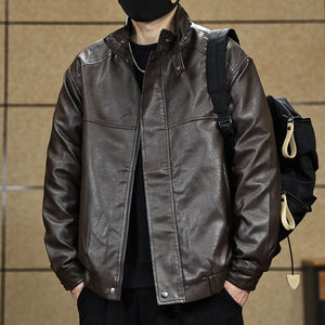 
Maillard retro motorcycle leather jacket men's autumn and winter American fashion brand loose and handsome cycling work jacket men