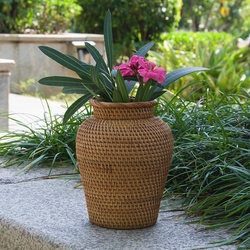 Rattan Vase Ornaments for Living Room Flower Arrangement, Imported from Vietnam, Handmade, Light Luxury, High-End Desktop Dry Flower and Water-Cultured Small Flower Vessel