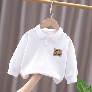 
Boys and girls fashionable bottoming shirt children's 2026 pure cotton long-sleeved T-shirt spring and autumn baby polo shirt top clothes