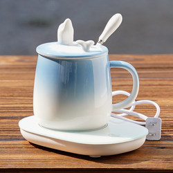 Dolphin Solid Color Simple Ins-Style Ceramic Mug for Women with Lid and Spoon, Heatable and Temperature-Maintaining Warm Cup