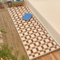 ins Style Carpet Bedroom Bedside Rug Long Plaid Girls' Bedside Mat Room Thick Plush Blanket Bay Window Floor Mat