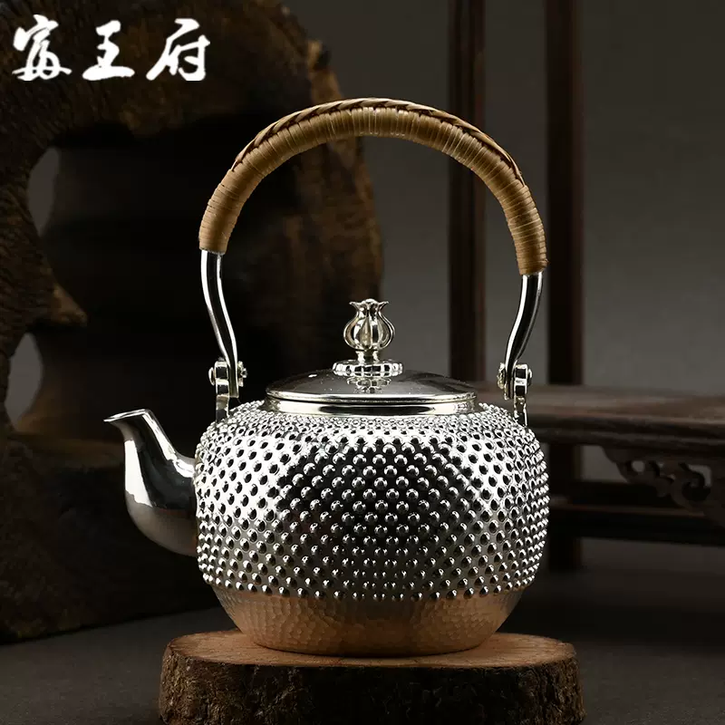 宫钉小银壶提梁茶壶999纯银泡茶壶煮茶乳钉