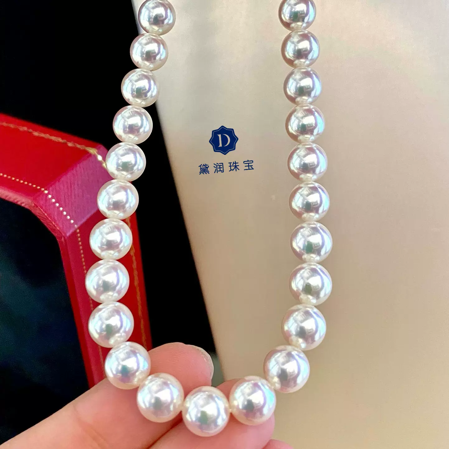 日本AKOYA海水珍珠項鍊18K金小米珠強光正圓無暇飾品