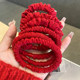 Red head rope for women in the year of zodiac cloth simple hair ring leather case does not hurt the hair for girls rubber band New Year festive hair rope
