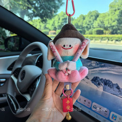 Yungang Grottoes Cultural and Creative Buddha Figurine with Lotus, Small Buddha Car Pendant, Shanxi Souvenir Plush Toy Keychain Pendant