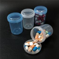 Japanese-Style Small Medicine Box, Ultra-Mini Transparent Portable 50ml Round Medicine Bottle, Elderly Medicine Box, Health Supplement Pill Organizer