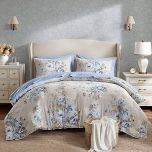 
Shaxijia high-end printed double silk quilt cover four-piece set of cotton bedding for all seasons high-end home textiles