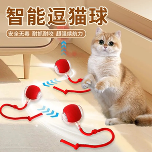 Intelligent relief, hi, cat automatically avoided the ball with a rope, cat, toy, pets, electric hair, teasing cat ball
