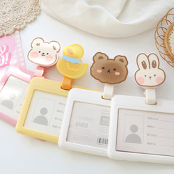 Cute Cartoon Student Id Card Holder Transparent Horizontal Card Holder for Doctors and Nurses Badge Holder Retractable Buckle Easy-Pull Buckle
