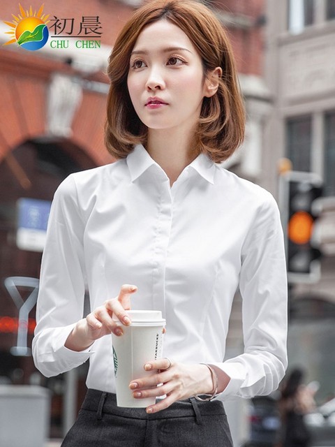 Positive white shirt women's new seven -point sleeve slimming temperament half -sleeve mid -sleeved professional thin worker white shirt