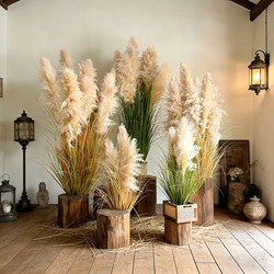Simulated Green Plants, High-End Light Luxury Natural Reeds and Foxtail Grass, Indoor Bionic Fake Plants, Floor-Standing Potted Plants, Decorative Ornaments