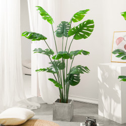 Nordic Artificial Green Plant Monstera Bamboo Bionic Fake Plant Large Potted Decoration Indoor Living Room Floor-Standing Ornament Tree